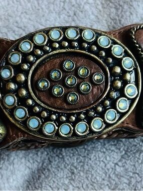 Leatherock Brown Leather Belt Strap with Debossed Logo size XL 38 #5597